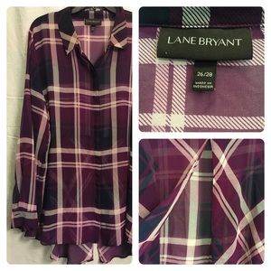 Purple plaid sheer Muse shirt by Lane Bryant